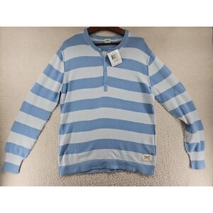 Guess Men's Sweater Blue Y2K 90's Long Sleeve Pullover Cardigan Size L Cotton